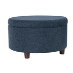 HomePop 28" Round Storage Ottoman - Textured Navy - color: Textured Navy