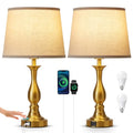 Bedside Table Lamp Touch Control Bedroom Lamps with USB A and C Charging Port 3 Way Dimmable Touch Lamps for Nightstand Living Room Bedroom Dorm Home Office Reading, Set of 2 - color: Gold