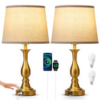 Bedside Table Lamp Touch Control Bedroom Lamps with USB A and C Charging Port 3 Way Dimmable Touch Lamps for Nightstand Living Room Bedroom Dorm Home Office Reading, Set of 2 - color: Gold
