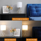 Gold Modern Small Table Lamp for Bedroom & Living Room - Geometric Metal Base, White Fabric Shade, Ideal for Bedside & Kids' Desk, Nightstand Lamp - color: Brass Gold