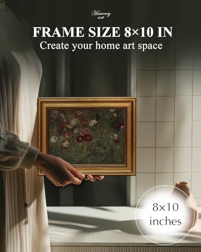 HUARCEY Framed Canvas Wall Art Prints, Bathroom Shelf Vintage Decor Aesthetic, Poppies Floral Paintings Farmhouse Wall Decor, Retro Table Desk Pictures for Bedroom Living Room, 8x10Inch - color: A Bed of Poppies, size: 10"L x 8"W