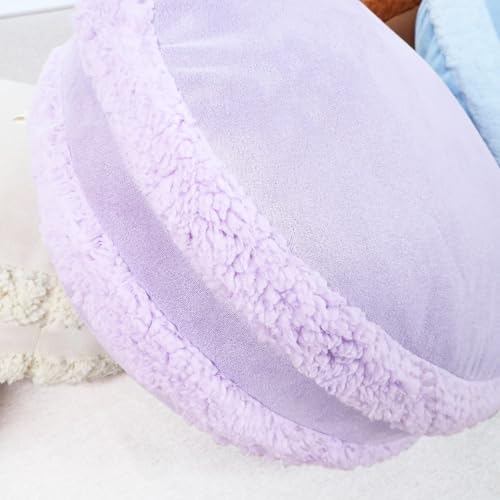 Round Throw Pillow 16x16 Macaron Shape No Zipper Design Down-Like Polyester Filling Super Soft Feather-Like Touching Floor Pillow 40x40cm Home Décor Circle Cushion for Couch, Purple, 1 Piece - color: Light Purple, size: 16"D x 16"W x 6.5"H
