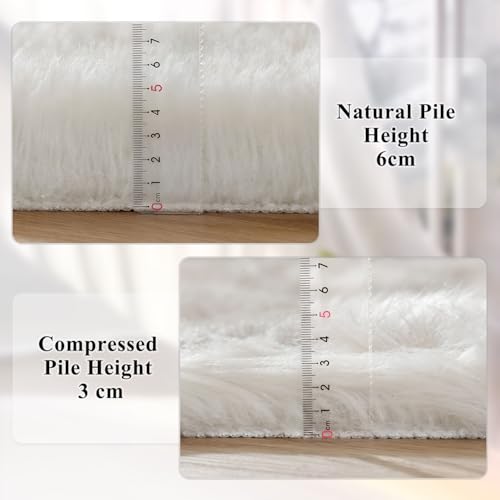 ORINOVA White Faux Sheepskin Shag Fur Rug Washable Area Rugs for Living Room Nursery Rugs for Bedroom 2x3 Rectange Rug Cute Home Décor - color: White, size: 2' x 3' (Rectangular)