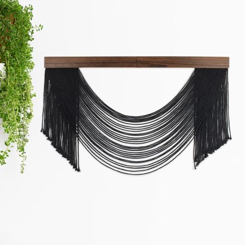 SCECALA Boho Black Macrame Wall Hanging Tapestry, Black Handmade Macrame Tapestry Bohemian Yarn Wall Hanging for Living Room Bedroom Modern Home Decor - color: Black Brown
