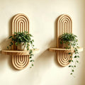 2 Pcs Wood Boho Arched Wall Shelf for Mini Plants & Decor (11.8" X 7.8") | Max 11 lbs Load, Moisture-proof, Space-saving. For Living Room, Entryway, Bedroom, Bathroom to Hold Succulent & Small Objects - size: 11.8" X 7.8"