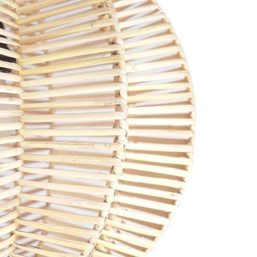 FOREVER BAMBOO Indonesian Hand-Woven Natural Rattan Pendant Light Fixture Circle Shape Woven Wicker Lampshade Chandelier Interior Decor, 15 in H x 15 in W - style: Bali Wave