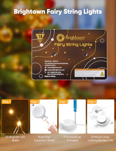 Brightown 14 Pack LED Fairy Lights Battery Operated String Lights, 7ft 20LED Waterproof Silver Wire Twinkle Lights, Firefly Starry Moon Lights for Mason Jars DIY Christmas Wedding Party Bedroom - color: Warm White, size: 14 Pack