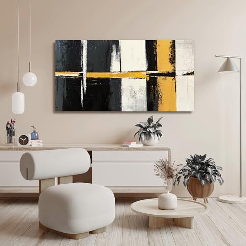 Canvas Wall Art Decor Wall Art Pictures for Living Room Abstract Art Work Black and White Wall Art Decor Modern Black Yellow Abstract Wall Art Prints For Bedroom Office Kitchen Home Wall Decor 20"x40" - color: XY-F, size: 40"L x 20"W