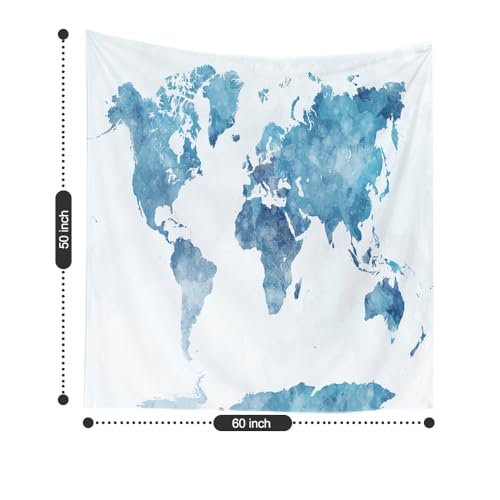 CAPSCEOLL Maps Tapestry, Map Tapestry Wall Hanging World Map Tapestry Blue Map Tapestry Kids Map Hanging Wall Art World Tapestry Blue College Dorm Room Decorations Christmas 50X60 Inches,Blue White - color: Blue White, size: 50"L x 60"W