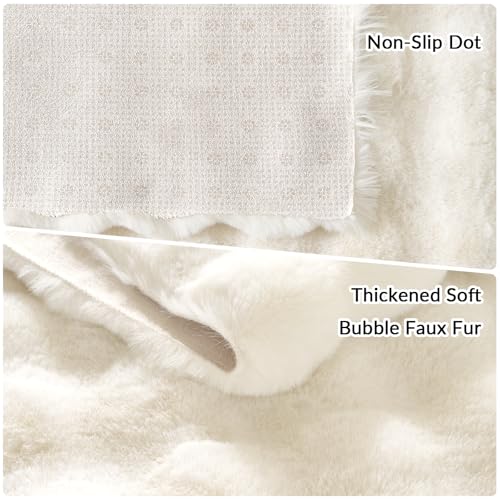 Lotus Karen Washable Area Rug, 3D Bubble Rug for Living Room, Bedroom, Faux Fur Carpet for Home Decor,2' W × 3' L, Cream White - color: Cream White, size: 2' x 3' (Rectangular)