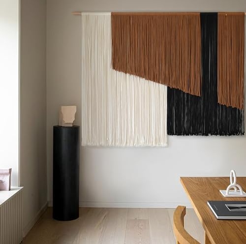 Jakalin Macrame Wall Hanging Dip Dyed Fiber Macrame Wall Decor Boho Cord Living Room Wall Art 57" Wx43 L - color: Brown