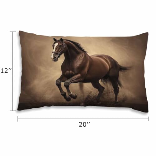 EKOBLA Black Stallion Horse Pillow Cases Throw Pillow Covers Run Gallop in Desert Storm Square Throw Waist Pillow Case Cushion Cases for Sofa Bedroom Living Room 12x20 Inches - color: Multi-bs10, size: 20" x 12" (Pack of 1)