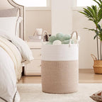 60L Laundry Hamper Basket Tall Woven Cotton Rope Clothes Hamper for Baby Girls Nursery Kids Blanket Basket in Living Room Bathroom Bedroom Brown 15Dx20H Inches Large - color: Brown1, size: Large (60L)
