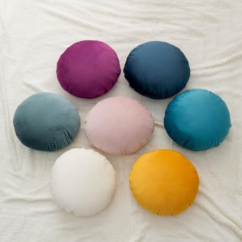 Round Throw Pillow, 18" Soft Dutch Velvet Throw Pillow for Couch Round Cushion Floor Pillows for Sofa Bed Living Room Chair Floor Home Decoration, Dark Blue - color: Dark Blue