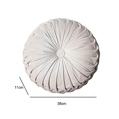 Round Filled Cushion,Velvet Cushions,Pleated Round Pillow, Scatter Cushion Home Decorative for Home Sofa Chair Bed Car Decor