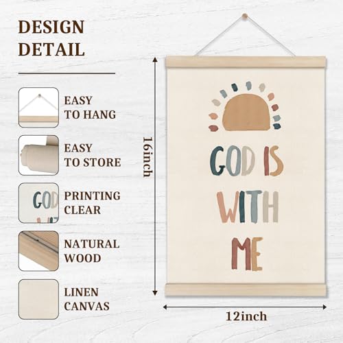 DOI-LANEE Christian Canvas Wall Art, Set of 2 Christian Nursery Artwork, Classroom Posters Hanger Frame, Sunday School Decorations, Boho Rainbow Classroom Decor 16x12 Inch - color: Off-White A05