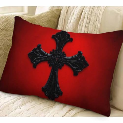 EKOBLA Black Look Medieval Lumbar Throw Pillow Cover Red Velvet Black Gothic Cotton Linen Throw Waist Pillow Case Decorative Cushion Cover Pillowcase Sofa Lumbar 12x20 Inches - color: Multi-bs09, size: 20" x 12" (Pack of 1)