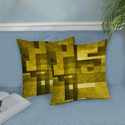 BETGINY Mustard Yellow Pillow Covers 16x16, Abstract Art Outdoor Decorative Throw Pillows for Couch, Modern Geometry Decor Cushion Cover 2 Pcs Soft Farmhouse Square Pillowcase for Bed Car Safa - color: Mustard Yellow, size: 16" x 16" (Pack of 2)