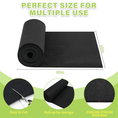 Riare 16x80 Inch Black Felt Planter Liner Roll- 2 Rolls Non-Woven Fabric Planter Liner for Outdoor Plants, Coco Liner Roll Alternative Basket Planter Liner for Planters Hanging Basket Window Box - size: 16 x 80 Inch