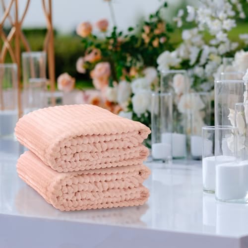 Buryeah 12 Pcs Flannel Throw Blanket Bulk 50 x 60 in Sleepover Blanket Outdoor Wedding Throw Lightweight, Oeko-tex Standard 100 Certified for Sofa Homeless Gifts (Pastel Pink) - color: Pastel Pink