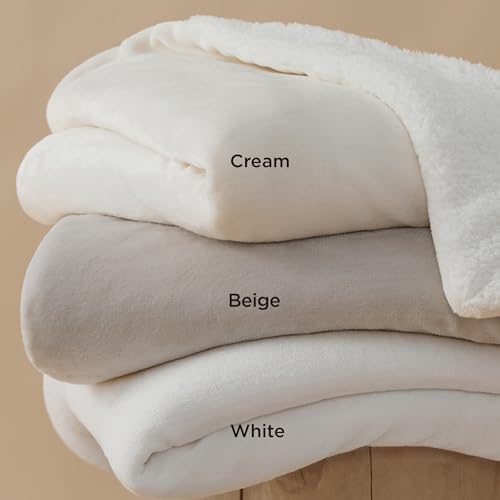 Bedsure GentleSoft Sherpa Fleece Throw Blanket for Couch, Non-Heated, Thick and Warm Throw for Women and Men, Soft Fuzzy Plush Blanket for Spring, Cream, 50x60 Inches - color: 06 - Cream, size: Throw (50" X 60")