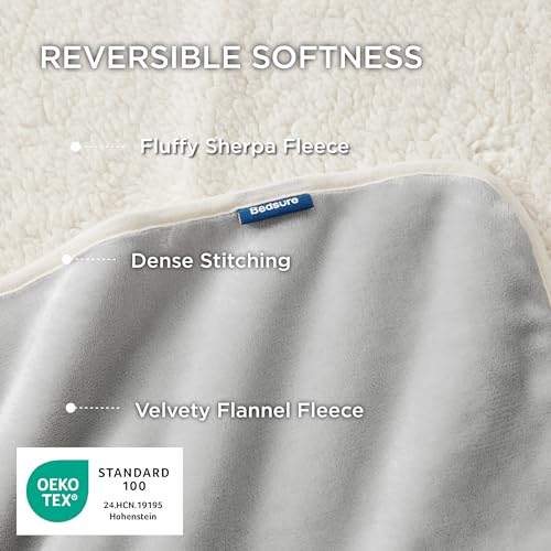 Bedsure Waterproof Dog Blankets for Small Dogs - Small Cat Blanket Washable for Couch Protection, Sherpa Fleece Puppy Blanket, Soft Plush Reversible Throw Furniture Protector, 25"X35", Light Grey - color: Light Grey, size: S(25x35")
