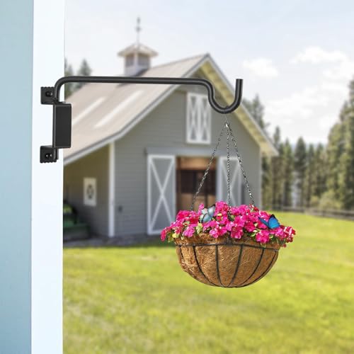 AILIN YELOKIE 12" 360° Swivel Plant Hanger - Heavy Duty Solid Steel Wall Hook, 12-Directional Adjustable for Bird Feeders, Outdoor/Indoor Plants, Garden & Patio - color: Black, size: 12in-1-U-Swivel