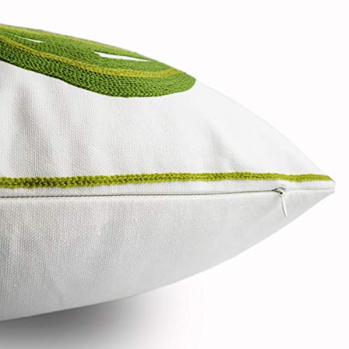 Embroidery Throw Pillow Cover 18x18 Home Decor Green Leaf Floor Pillow Cover for Couch 100% Cotton Cushion Cover Pillowcase Tropical Monstera Leaves Embroidered 45x45cm, 1 Piece - color: Green