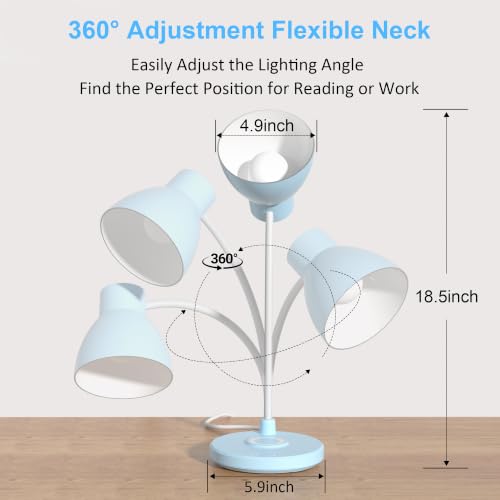 Desk Lamps for Home Office - LED Desk Lamp with Wireless Charger, 3 Color Modes Dimmable Eye-Caring Study Reading Desk Light, Small Flexible Arm Table Lamp for College Dorm Room Bedside, Blue - color: Blue