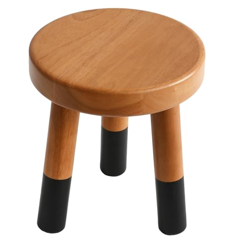 Rubber Wood 9" Round Plant Stand |Dip Dyed Black Stool, Wood Riser |Milking Stool (10" H) - color: 10" Tall Black