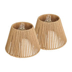 Rattan Lamp Shades Set of 2, Fabric Drum Shade with PVC Lining, Spider Fitter for Table Lamps,Floor Lamps, 5.5x8.7x6.6 Inch - color: Brown