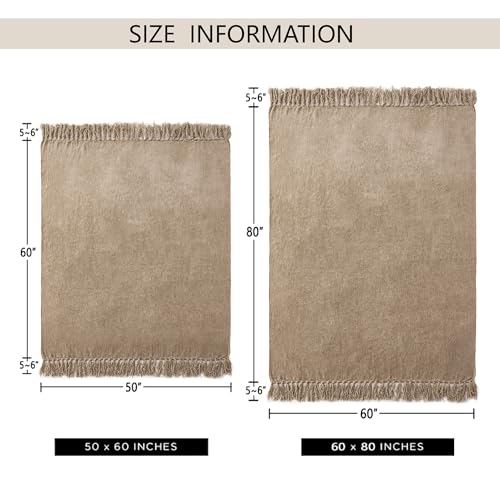 Chenille Throw Blanket for Couch 50"X 60", Soft Cozy Throws with Fringe Tassel for Bed Sofa Chair Cover, Lightweight Knitted Decorative Boho Blankets for Living Room, Taupe - color: Taupe, size: 50x60 inch