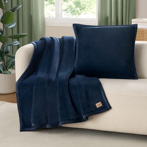 UGG Coco Throw Blanket – Soft & Cozy Luxury Blanket for Couch, Warm Graduation Gifts or Teacher Birthday Gifts for Men Dad Him, 50" x 70", Dark Blue - color: Dark Blue