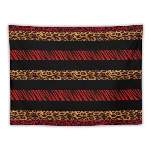 DDCBNS Red and Black Stripes Zebra Leopard Fur Print Wall Tapestry - Wild Animal Skin Texture Art for Bedroom Living Room Dorm Decor 40" x 30" - color: Animal Skin_2, size: 40"L x 30"W