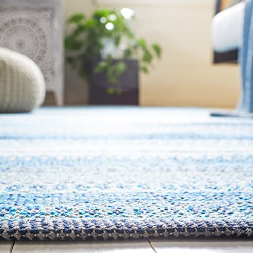 SAFAVIEH Montauk Collection Accent Rug - 3' x 5', Grey & Blue, Handmade Flat Weave Boho Stripe Cotton, Ideal for High Traffic Areas in Entryway, Living Room, Bedroom (MTK851G) - color: Grey/Blue, size: 3' x 5' (Rectangular)