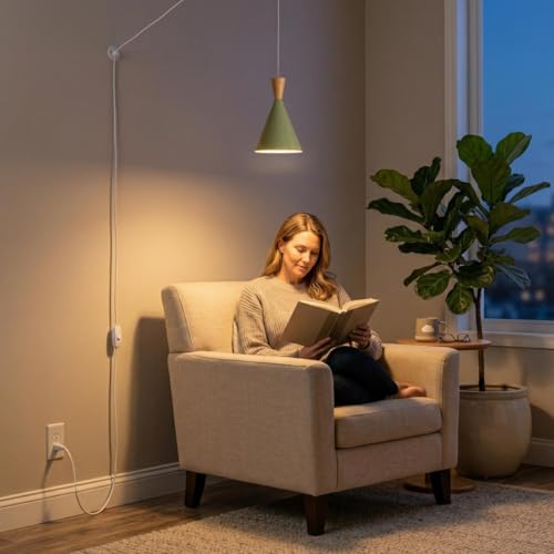 DEC LUCE DECOLUCE LIGHTING Modern Plug in Pendant Light Kitchen, Adjustable Hanging Lamps Plug into Wall Outlet for Dining Room, Bedroom, Living Room, Contemporary Wall Décor(Pastel Green) - size: funnel pendant light pastel green