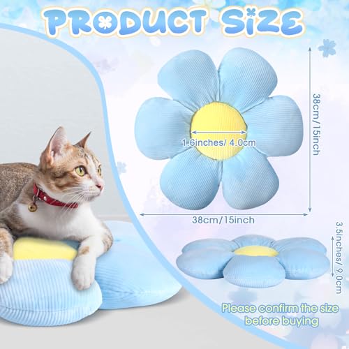 Reginary 4 Pcs Flower Floor Pillows Cute Plush Flower Throw Pillows Daisy Floor Seat Cushion Chair Pads for Back to School First Day of School for Sofa Couch Bed Decor(15 Inch,Gray, Blue, White) - color: Gray, Blue, White
