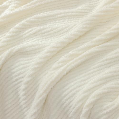 bearberry Soft Rib Knit Blanket Thin Warm & Breathable - Snuggly Minky Throw for Everyday Use, Travel, Chair | All-Season Machine Washable for Couches, Gifts, Family (Cream, 50”x60”) - color: Ribbed Knit Cream, size: Throw(50″x60″)