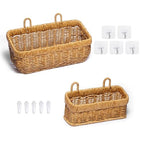 Wall Baskets Set of 2, Hanging Wicker Basket for Bathroom, Kitchen, Pantry, Living Room, 13.78"L× 5.71"W× 6.10"H and 10.83"L × 4.84" W× 4.92"L, Yellow - color: Yellow, size: S+M