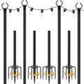 AILBTON 10Ft String Light Poles 4 Pack,Light Poles for Outside Lights,Outdoor with Fence Brackets Hanging Lights,Metal Stand Deck Patio Backyard
