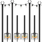 AILBTON 10Ft String Light Poles 4 Pack,Light Poles for Outside Lights,Outdoor with Fence Brackets Hanging Lights,Metal Stand Deck Patio Backyard