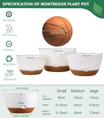 3 Pack 8/10/12 Inch Hanging Planters for Indoor Plants with Self-Watering Includes Hanging Pots for Plants, Outdoor Hanging Flower Pots with Drainage, and 2 Types of Hanging Baskets Hangers (White) - color: White, size: 8/10/12inch