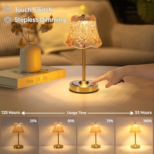 Shenmoyl Cordless Touch Table Lamp with 5200mAh Battery - 3 Adjustable Color Temperatures & Dimmable, Rechargeable Desk Lamp for Bedroom, Living Room, Office, Entryway, Bookshelves (Amber Rose) - color: Amber Rose