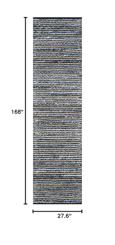 SAFAVIEH Cape Cod Collection Runner Rug - 2'3" x 14', Blue & Natural, Handmade Flat Weave Braided Jute & Cotton, Ideal for High Traffic Areas in Living Room, Bedroom (CAP363A) - size: 2'3" x 14' (Runner)