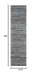 SAFAVIEH Cape Cod Collection Runner Rug - 2'3" x 14', Blue & Natural, Handmade Flat Weave Braided Jute & Cotton, Ideal for High Traffic Areas in Living Room, Bedroom (CAP363A) - size: 2'3" x 14' (Runner)