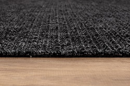 Beverly Rug Easy Jute Runner Rug 2x7 Solid Washable Durable Outdoor Indoor Area Rugs for Living Dining Room Patio Office Stain Resistant Non Shedding Casual Indoor Outside Carpet 2 x 7 Dark Gray - color: Dark Gray, size: 2' x 7' (Rectangular)