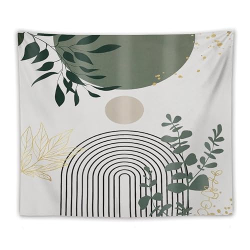 Green Boho Mid Century Leaf Tapestry,Arch Sun Abstract Leaves Tropical Palm Modern Minimalist Geometric Wall Hanging Neutral Home Decor Art for Living Room Bedroom Dorm 40"x30" - color: Boho Leaf-5, size: W40xL30in