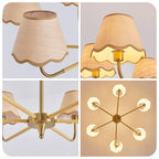 6-Light Boho Rattan Chandelier for Dining Room,37" Farmhouse Chandeliers Light Fixture,Adjustable Height Hanging Pendant Lighting Fixtures for Kitchen Island,Large Hand-Woven Ceiling Lights
