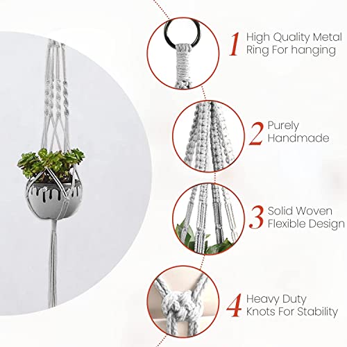 Plant Hanger Indoor, Macrame Plant Hangers Indoor Macrame Hanging Planters for Indoor Plants - 6 Pack Hanging Plant Holders Indoor Hanging, Macromay Plant Hangers for Indoor Plant Hanger,Gray - color: Gray, size: Pack of 6