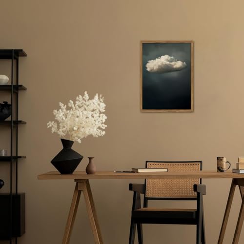 Dark Moody Cloud Wall Art Vintage Sky White Cloud Wall Decor Picture, Maximalist Canvas Print painting Cloudscape Abstract Artwork for Living Room Bedroom 12x16 inch Wood Framed - color: Cloud, size: 16"L x 12"W